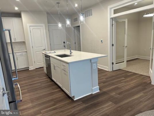 Interior, Kitchen, Pendant Lights, Recessed Lighting, Wood Texture Flooring