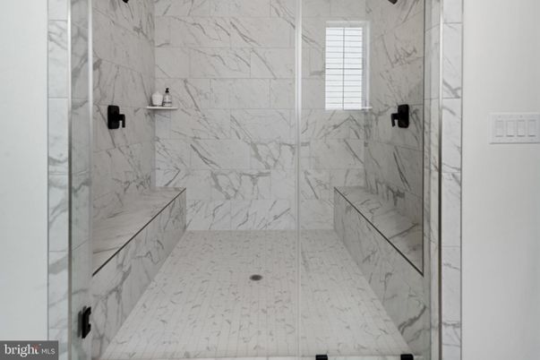 Bathroom, Glass Shower, Interior, Marble Walls