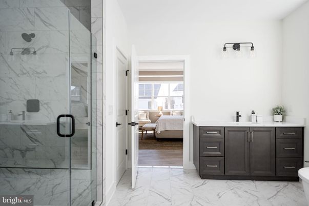 Bathroom, Bedroom, Glass Shower, Interior, Marble, Marble Walls