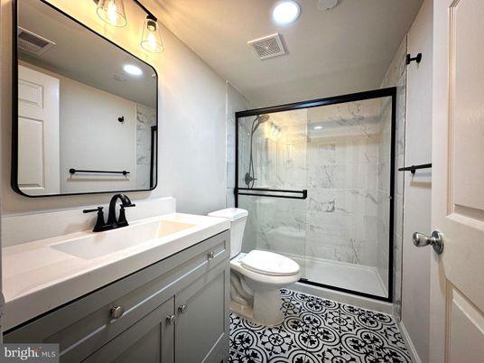 Bathroom, Glass Shower, Interior, Marble Walls, Recessed Lighting