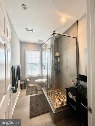 Bathroom, Glass Shower, Interior, Recessed Lighting