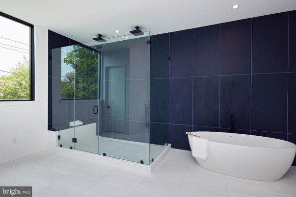 Bathroom, Free Standing Baths, Glass Shower, Interior, Recessed Lighting