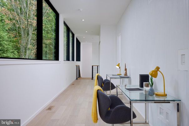 Home Office, Interior, Recessed Lighting, Wood Texture Flooring