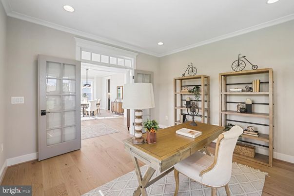 Home Office, Interior, Recessed Lighting, Wood Texture Flooring