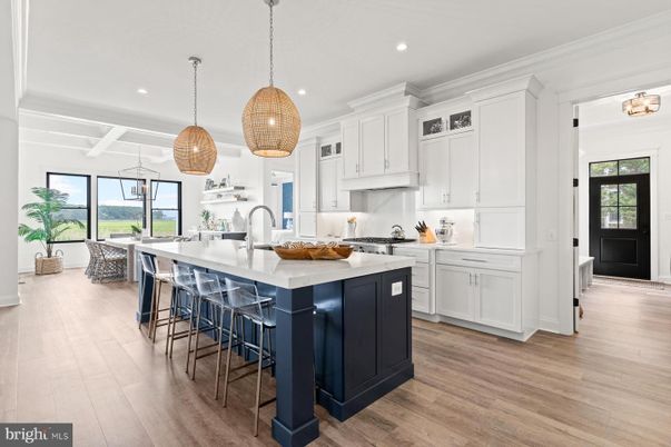 Interior, Kitchen, Pendant Lights, Recessed Lighting, Wood Texture Flooring