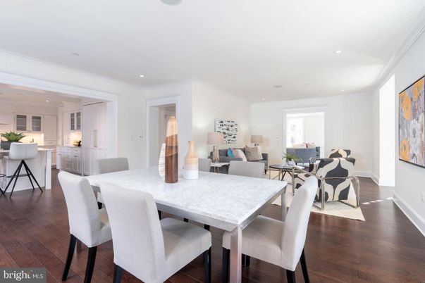 Dining room, Interior, Living room, Recessed Lighting, Wood Texture Flooring