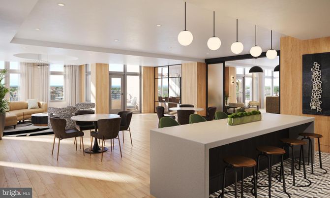 Dining room, Interior, Living room, Pendant Lights, Recessed Lighting, Wood Texture Flooring