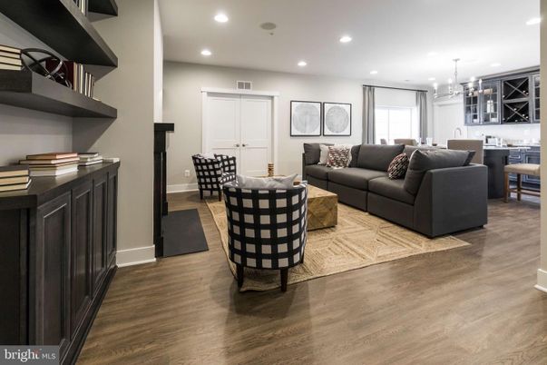 Dining room, Interior, Living room, Pendant Lights, Recessed Lighting, Wood Texture Flooring