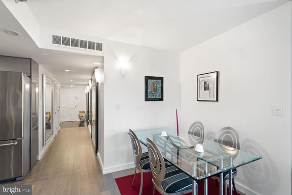 Dining room, Interior, Recessed Lighting, Wood Texture Flooring
