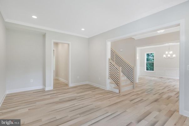 Empty room, Interior, Pendant Lights, Recessed Lighting, Wood Texture Flooring