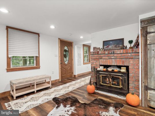 Fireplace, Interior, Recessed Lighting, Wood Texture Flooring