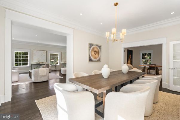 Chandelier, Dining room, Interior, Living room, Pendant Lights, Recessed Lighting, Wood Texture Flooring