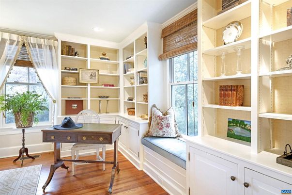 Home Office, Interior, Recessed Lighting, Wood Texture Flooring