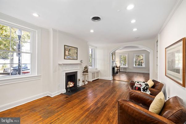Fireplace, Interior, Recessed Lighting, Wood Texture Flooring