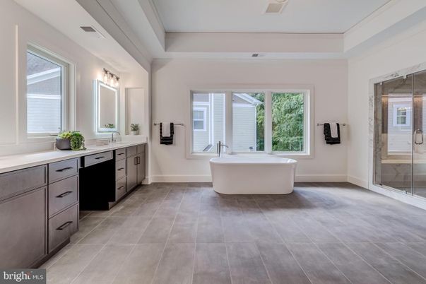 Bathroom, Dual Sink Vanities, Free Standing Baths, Glass Shower, Interior