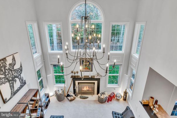 Chandelier, Fireplace, Interior