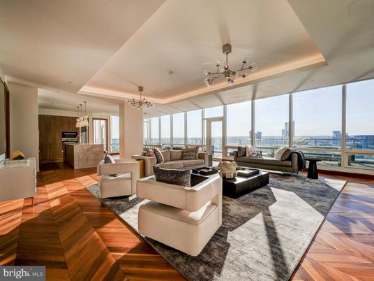 Chandelier, Interior, Kitchen, Living room, Stainless Steel Appliances, Water, Wood Texture Flooring
