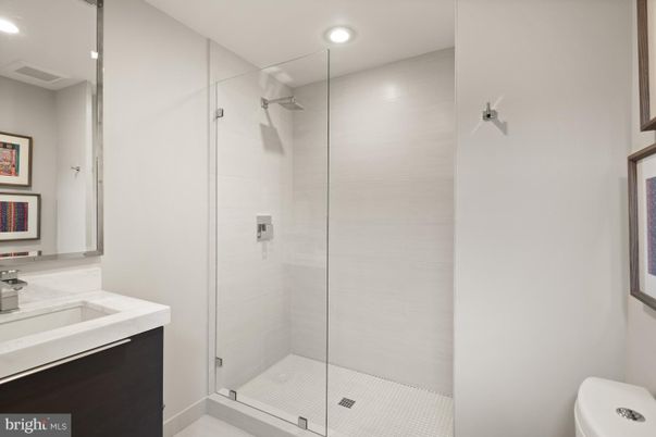 Bathroom, Glass Shower, Interior, Recessed Lighting