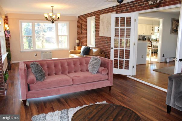 Chandelier, Interior, Kitchen, Living room, Stone Walls, Wood Texture Flooring