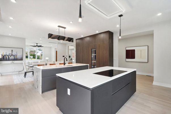 Dining room, Interior, Kitchen, Pendant Lights, Recessed Lighting, Wood Texture Flooring
