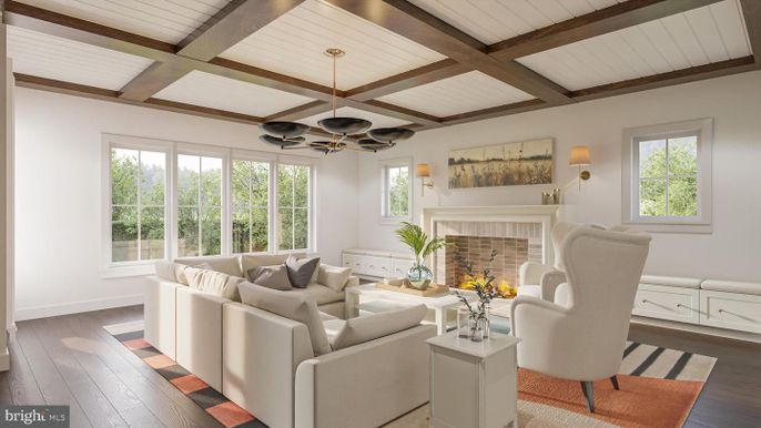 Fireplace, Interior, Living room, Wooden Beams, Wood Texture Flooring