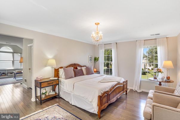 Bedroom, Chandelier, Interior, Wood Texture Flooring