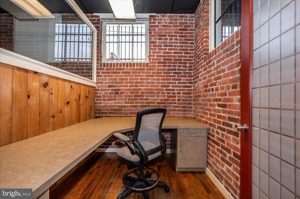 Home Office, Interior, Stone Walls, Wood Texture Flooring