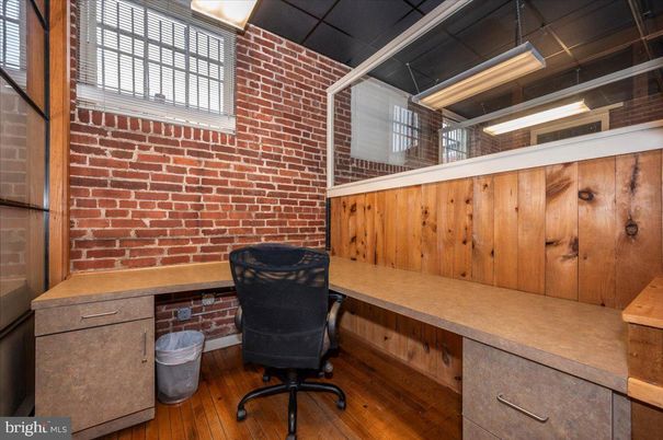 Home Office, Interior, Stone Walls, Wood Texture Flooring