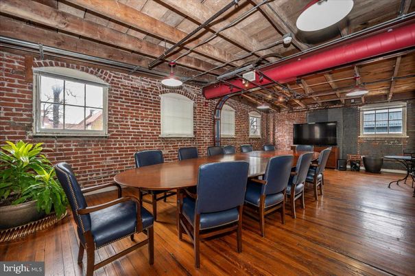 Dining room, Interior, Pendant Lights, Stone Walls, Wood Texture Flooring