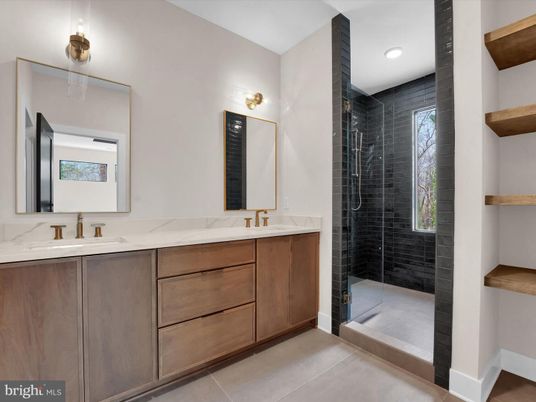 Bathroom, Dual Sink Vanities, Glass Shower, Interior, Recessed Lighting