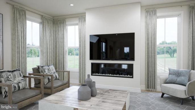 Fireplace, Interior, Recessed Lighting, Wood Texture Flooring