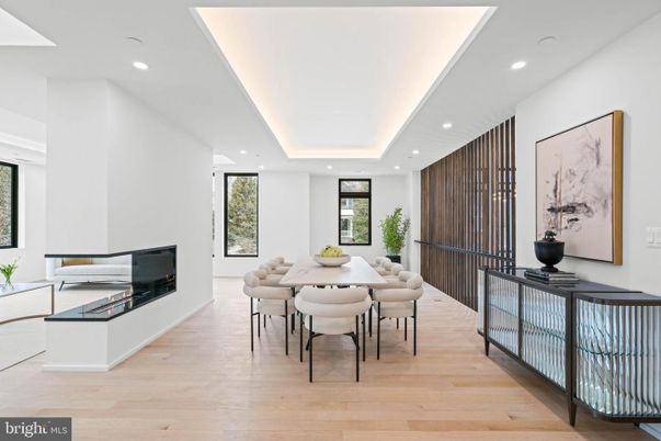 Dining room, Interior, Recessed Lighting, Wood Texture Flooring