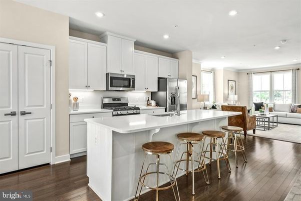 Interior, Kitchen, Living room, Recessed Lighting, Stainless Steel Appliances, Wood Texture Flooring