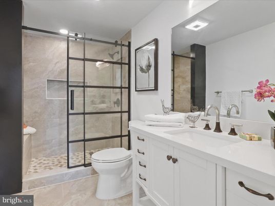 Bathroom, Glass Shower, Interior, Recessed Lighting