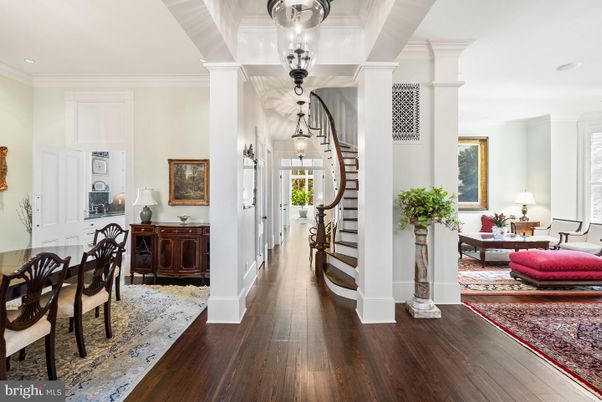 Dining room, Interior, Pendant Lights, Recessed Lighting, Wood Texture Flooring