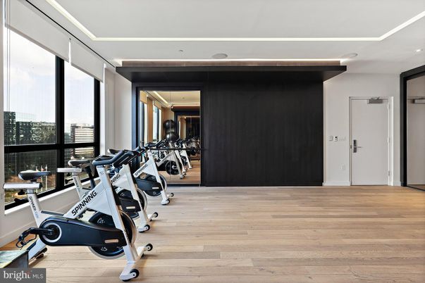 Fitness Equipment, Interior, Recessed Lighting, Wood Texture Flooring