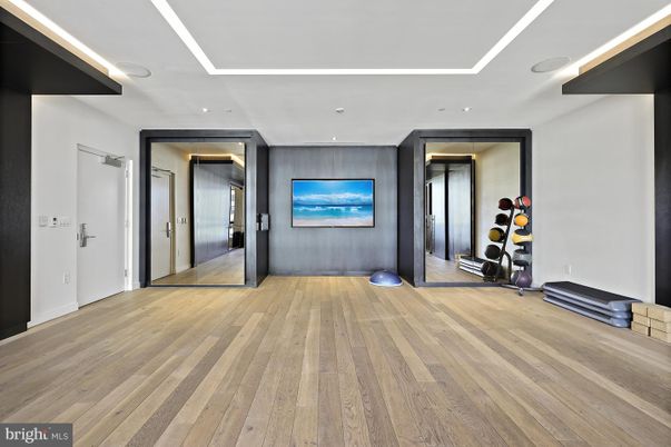 Elevator, Fitness Equipment, Interior, Recessed Lighting, Wood Texture Flooring