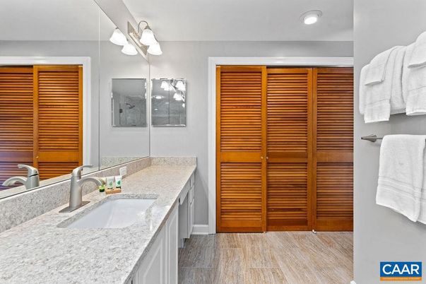 Bathroom, Dual Sink Vanities, Interior, Wood Texture Flooring