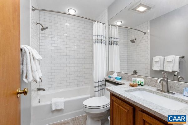 Bathroom, Interior, Recessed Lighting, Wood Texture Flooring