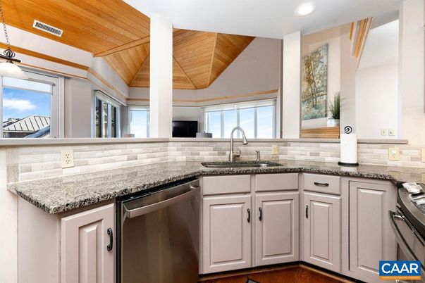 Interior, Kitchen, Recessed Lighting, Stainless Steel Appliances, Wooden Ceilings