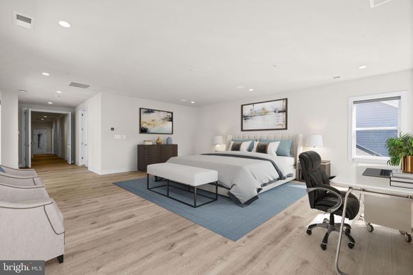 Bedroom, Home Office, Interior, Recessed Lighting, Wood Texture Flooring
