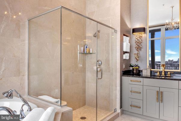 Bathroom, Chandelier, Glass Shower, Interior