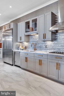 Interior, Kitchen, Marble, Recessed Lighting, Stainless Steel Appliances