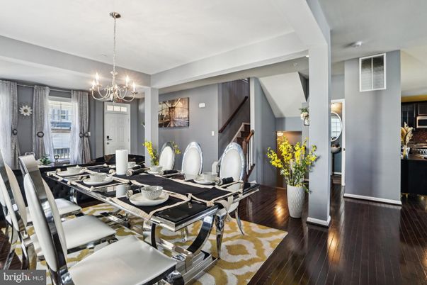 Chandelier, Dining room, Interior, Wood Texture Flooring