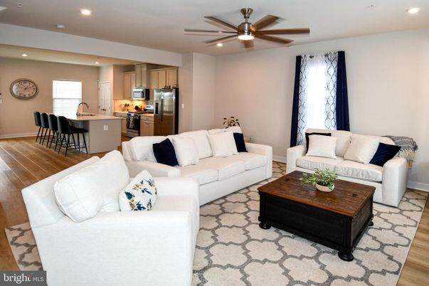 Dining room, Interior, Kitchen, Living room, Recessed Lighting, Stainless Steel Appliances, Wood Texture Flooring