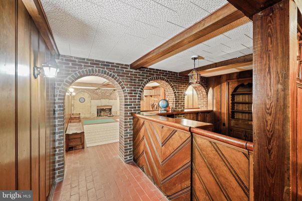 Interior, Kitchen, Pendant Lights, Stone Walls, Wooden Beams