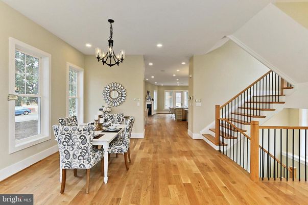 Chandelier, Dining room, Interior, Kitchen, Recessed Lighting, Wood Texture Flooring