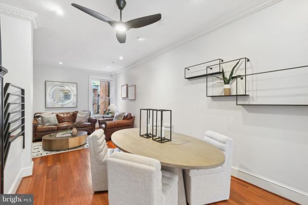 Dining room, Interior, Living room, Recessed Lighting, Wood Texture Flooring