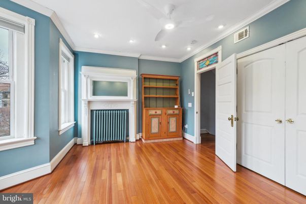 Empty room, Fireplace, Interior, Recessed Lighting, Wood Texture Flooring