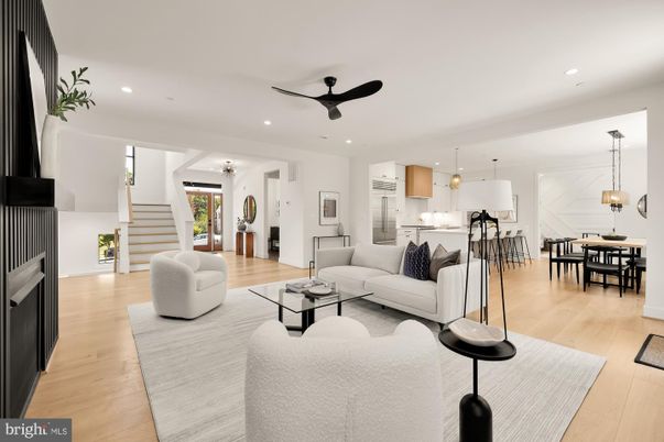 Dining room, Interior, Kitchen, Living room, Pendant Lights, Recessed Lighting, Stainless Steel Appliances, Wood Texture Flooring